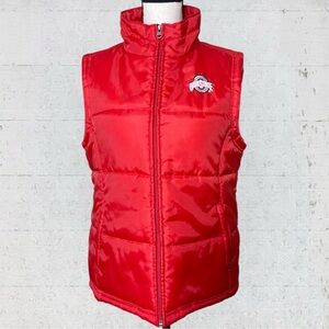 Ohio State Buckeyes Women’s Red Puffer Vest Size M/L Football Big Ten